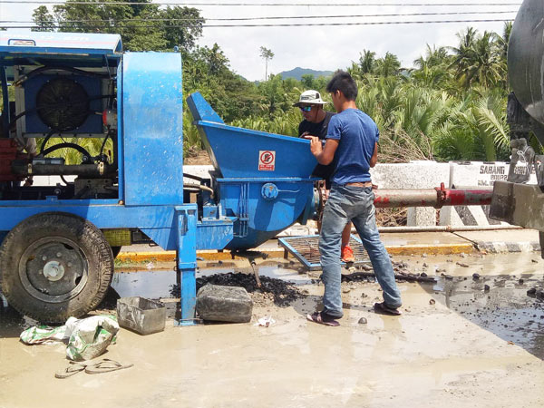 concrete pump at construction site